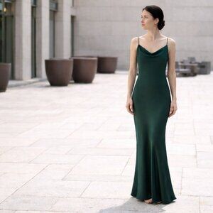 Shona Joy Emerald Luxe Bias Cowl Neck Maxi Slip Dress Size 10 New